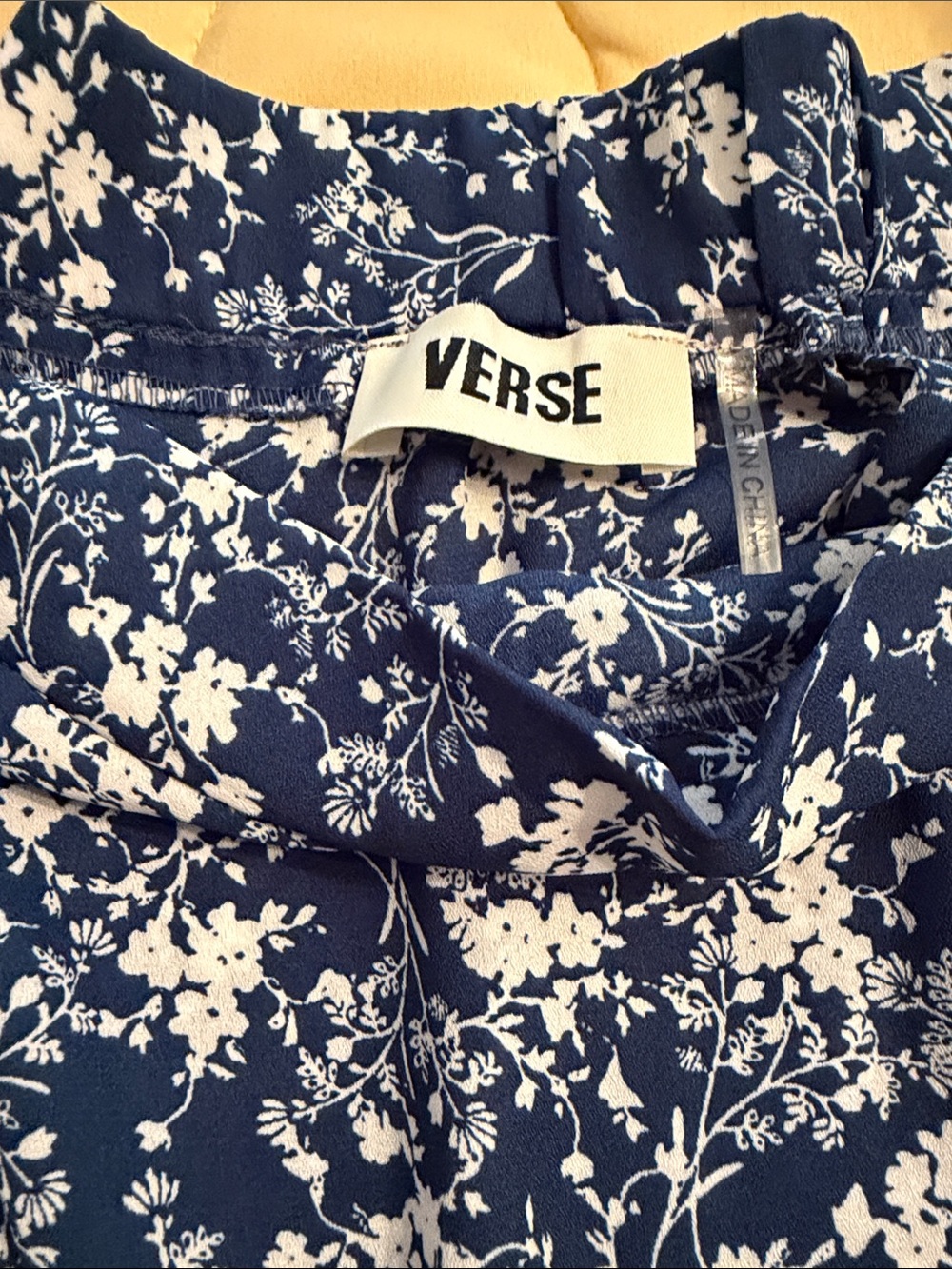 VERSE Women’s Navy Blue Floral Blouse - Lightweight bell Sleeve Top - Picture 3 of 8